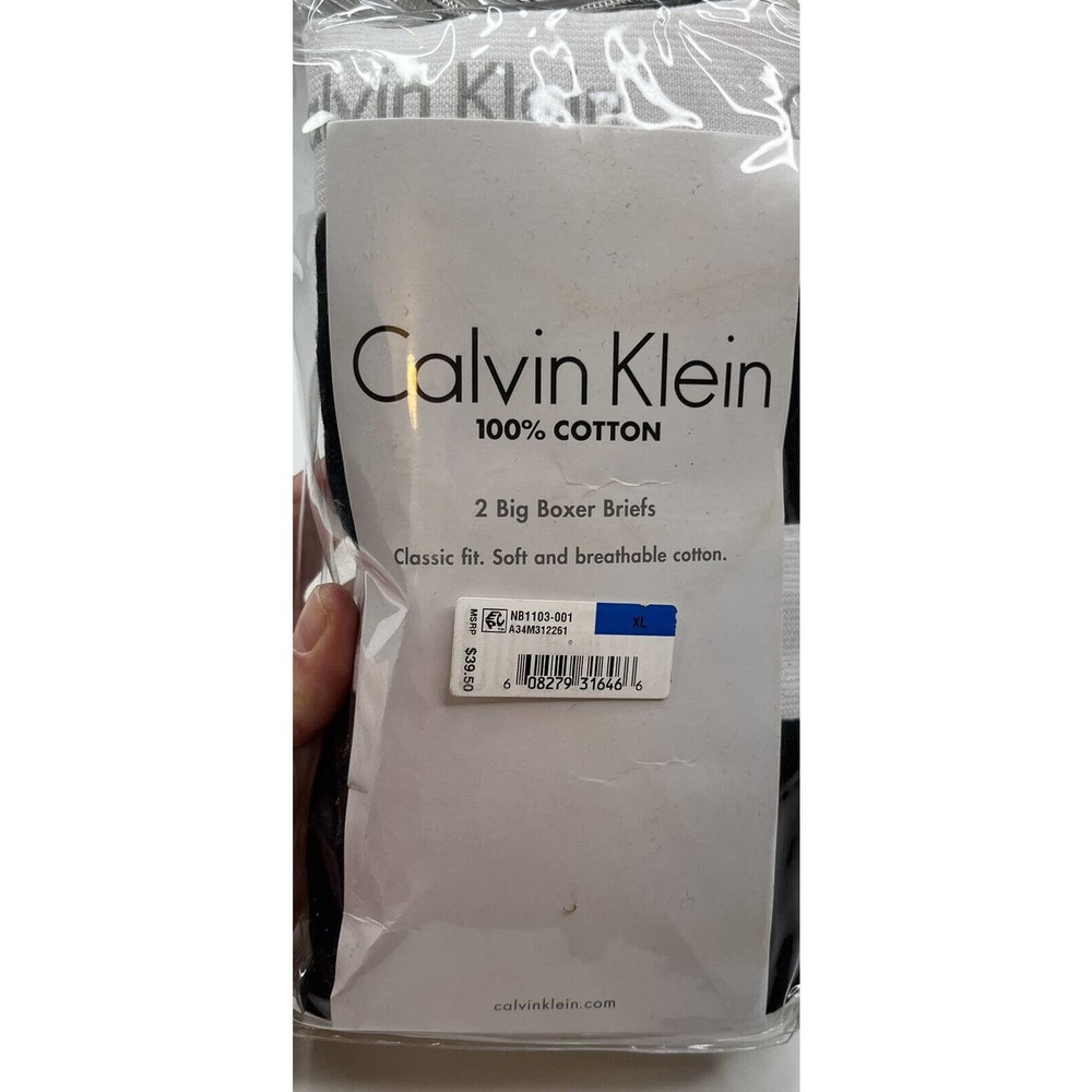 NWT Calvin Klein Pack of 2 100% Cotton Boxer Brief Size XL Men’s Black Underwear - Picture 3 of 3